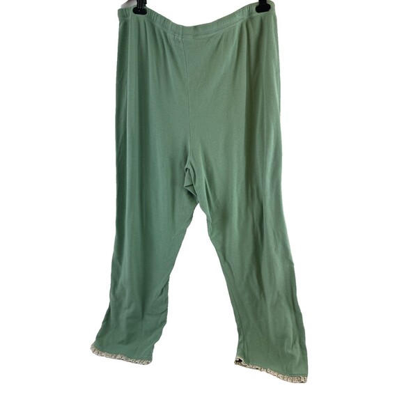Orvis Cotton Pajama Set Green Ruffle Trim Long Sleeves Pants Stretch Womens XL - Picture 13 of 16